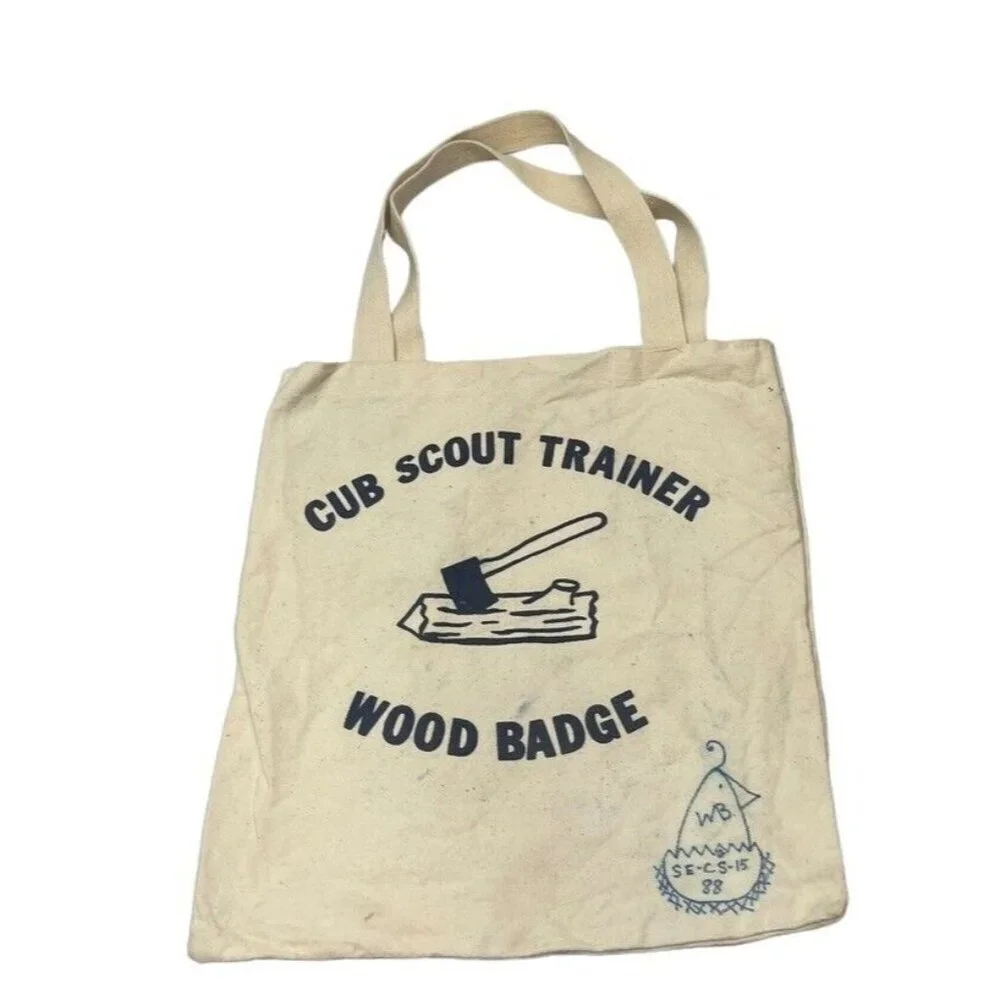 VTG 1980s CUB SCOUT Trainer CANVAS Wood badge BAG